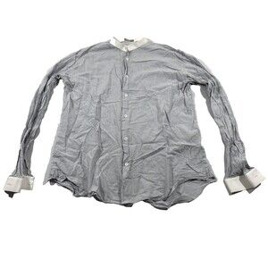 Dior Dress Mens Shirt Button Cotton Contrast Gray Check Long Sleeve Sz 42 ITALY